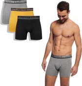 Bamboo Basics Rico Onderbroek - Mannen - licht grijs - donker geel - zwart