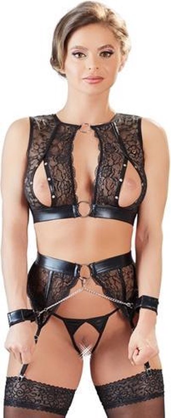 Ensemble de lingerie en dentelle Bondage - XL - Zwart - Lingerie sexy et  Vêtements -... | bol