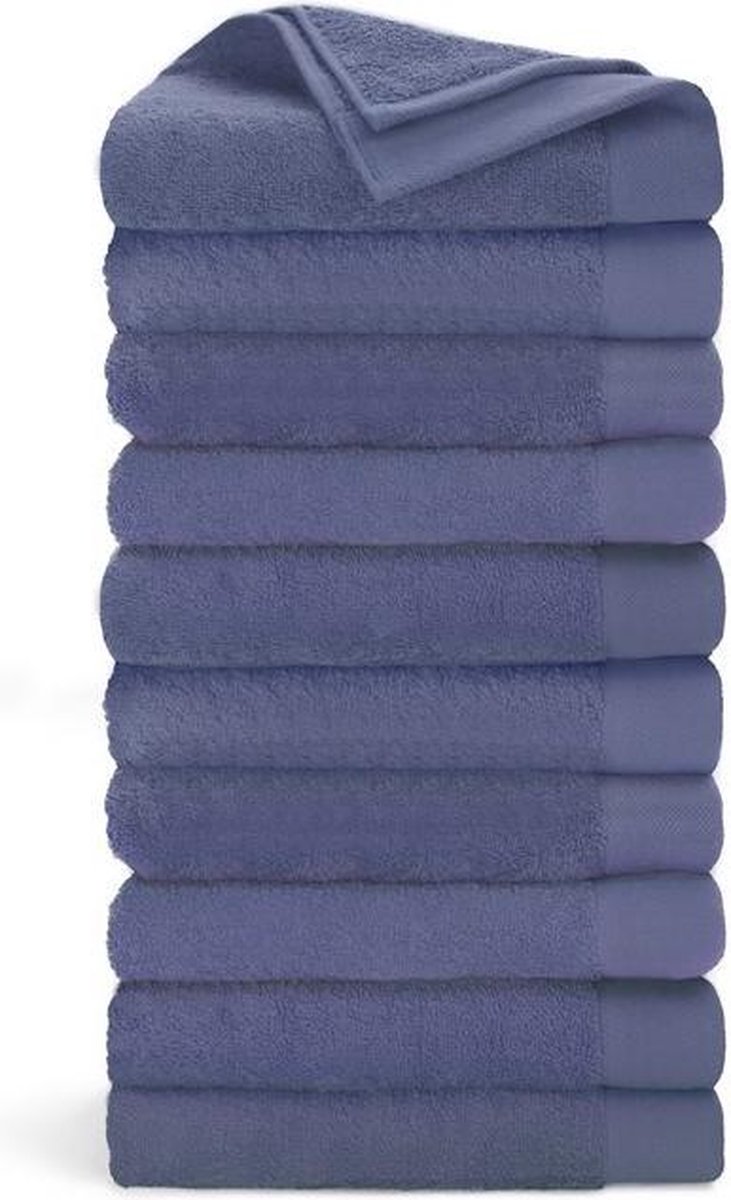 Walra Remade Handdoeken 50x100 - set van 10 - Zware kwaliteit 550 g/m2 - Blauw