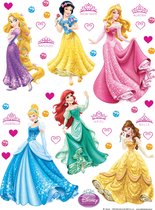 Disney muursticker prinsessen geel, groen, roze en blauw - 600130 - 42,5 x 65 cm