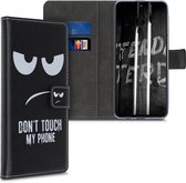 kwmobile telefoonhoesje voor Samsung Galaxy M31s - Hoesje met pasjeshouder in wit / zwart - Don't Touch My Phone design