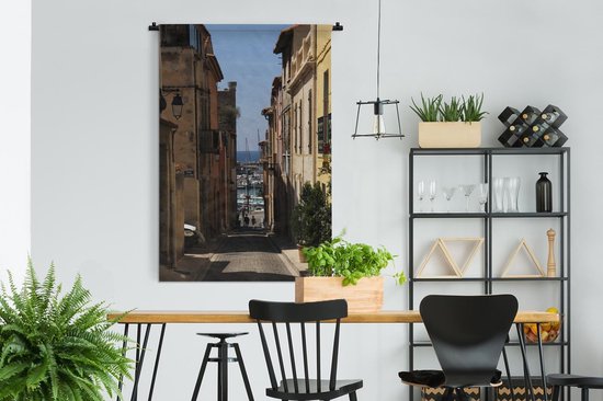 Tapisserie Straten - Rue étroite à Cassis Tapisserie en coton 120x180 cm - Tapisserie avec photo XXL / Groot format!