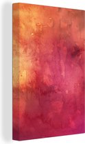 Canvas Schilderij Waterverf - Geel - Oranje - Rood - 20x30 cm - Wanddecoratie