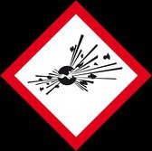 GHS01 explosieve stoffen sticker, vel, rood wit 26 x 26 mm - 21 per vel