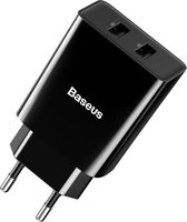 Baseus oplader / netlader met 2 USB poorten 2.1A - zwart