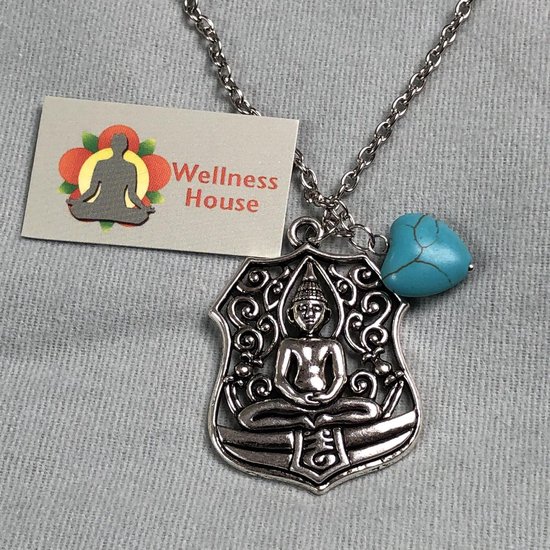 Wellness-House | Ketting Buddha Turquoise Hart | Zen Sieraden | Buddha Ketting | Zen Cadeau | Uniek
