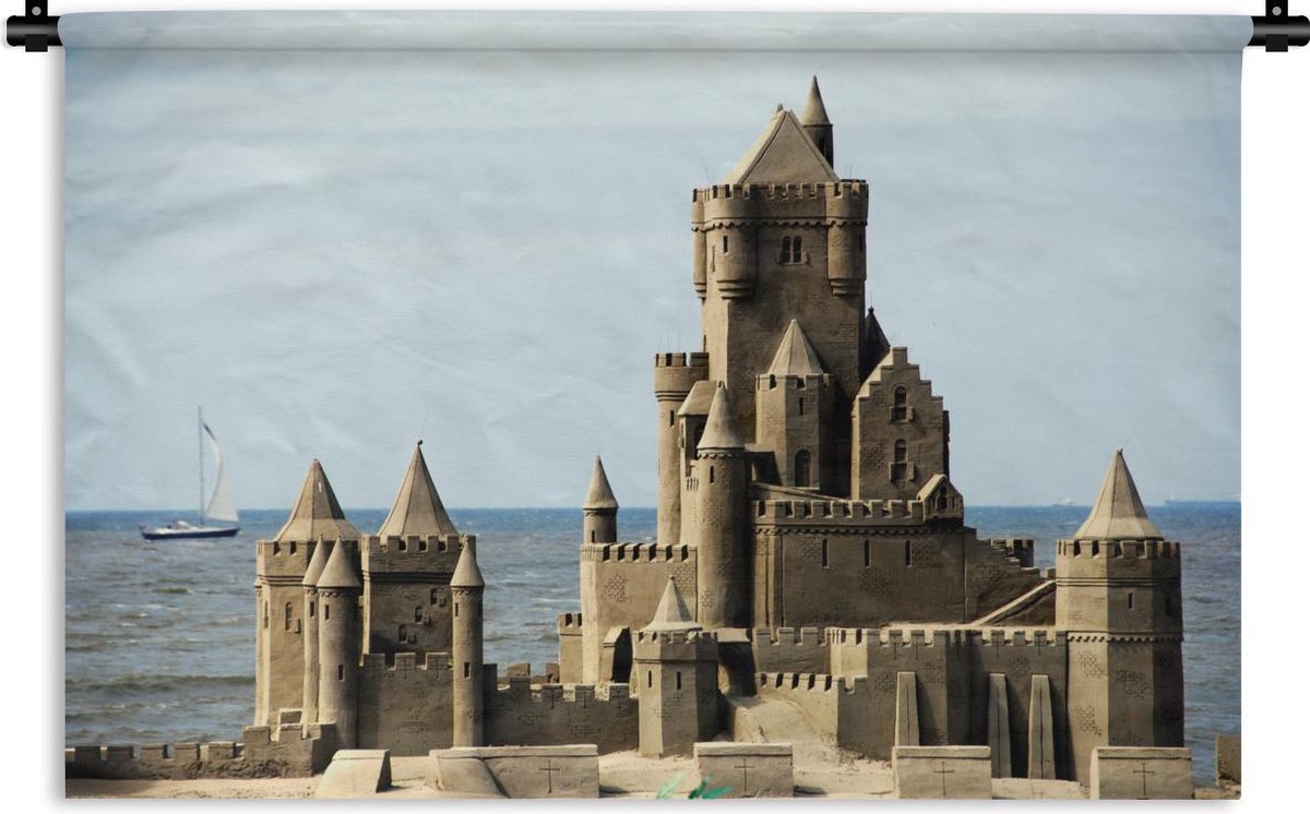 draai is er Behoren Wandkleed Zandkastelen - Waanzinnig zandkasteel aan de zee Wandkleed katoen  180x120 cm... | bol.com