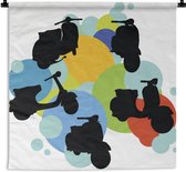 Illustration de la tapisserie Vespa - Illustration avec des silhouettes d'une Vespa Tapisserie coton 90x90 cm - Tapisserie avec photo