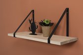 Wandplank set - Naturel Eiken - incl. Stalen Plankdrager Plat - Zwart - 80x23cm - Duraline Sets