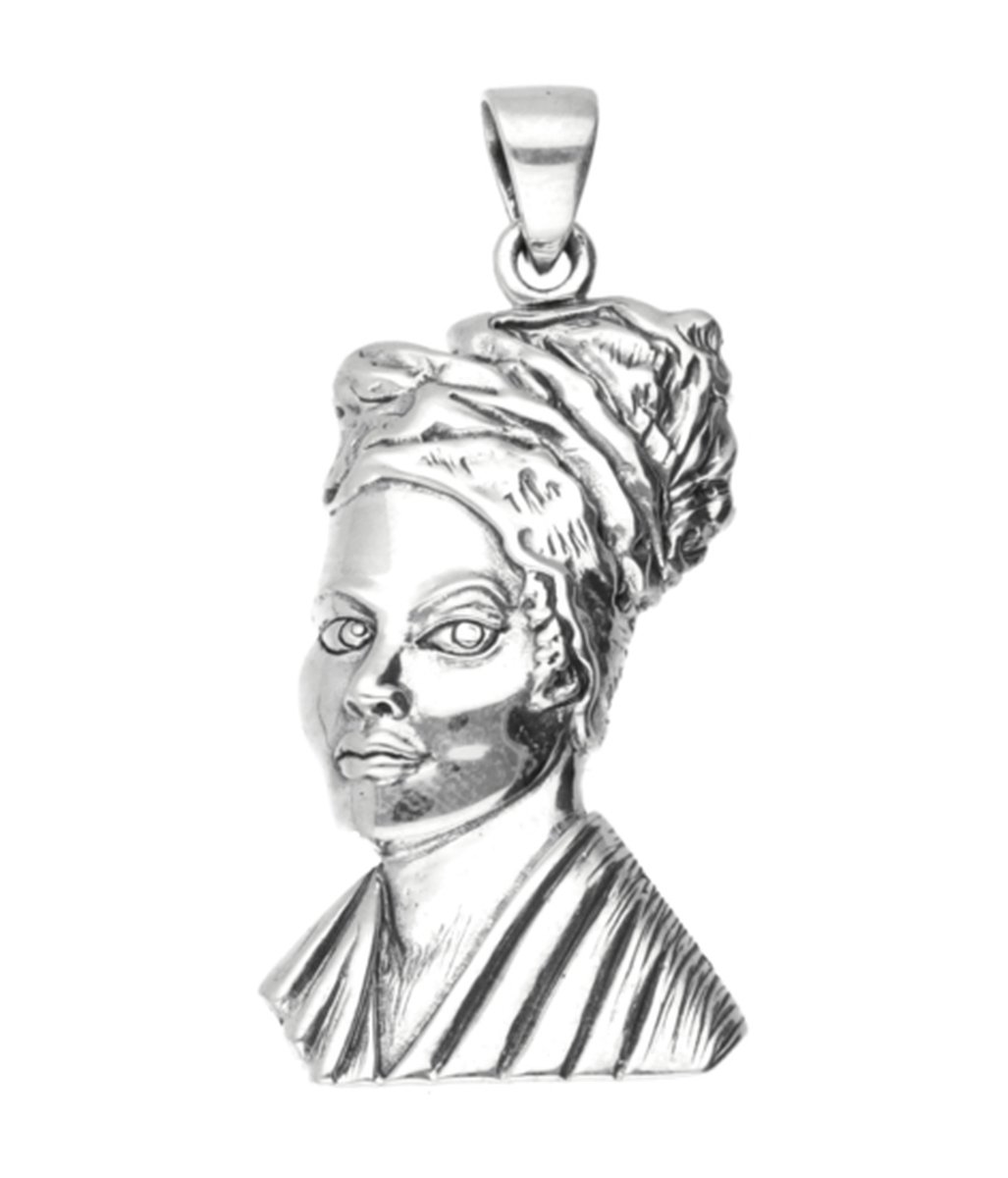 Zilveren Afrikaanse vrouw kettinghanger