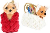 Toi-Toys Knuffels Pluchen Hond Chihuahua In Blingbling Reistas Wit