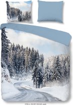Good Morning Snowy Road - Flanel - Dekbedovertrek - Eenpersoons - 140x200/220 cm - Multi