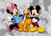 Disney poster Minnie & Mickey Mouse grijs, roze en rood - 600645 - 160 x 110 cm