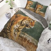 Dreamhouse Nature Tiger - Dekbedovertrekset - Lits-Jumeaux - 240x200/220 + 2 kussenslopen 60x70 - Taupe