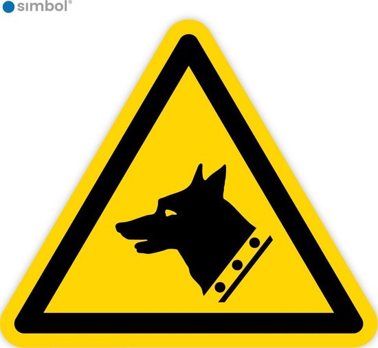 Simbol – Stickers Gevaarlijke Hond – Waakhond (W013) – Duurzame Kwaliteit – Formaat ▲ 5 x 5 x 5 cm.