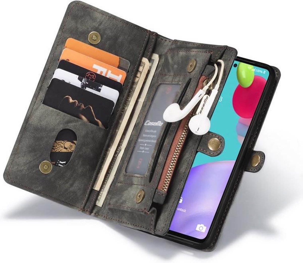 Ailisi Cover per Galaxy A52 5G, Disegno in Rilievo con Albero e Farfalla Flip Cover Elegante Custodia in Pelle, Portafoglio Case con Funzione Supporto -Blu Verde