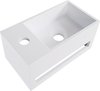 Wiesbaden Julia fonteinbak 35.6x20.3x15.9cm met handdoekhouder kraangat links solid surface wit