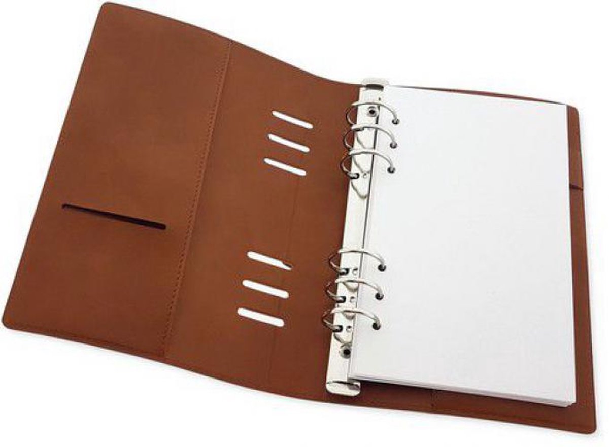 CraftEmotions Ringband Planner voor papier 120x210mm Cognac bruin PU leather Paper not included