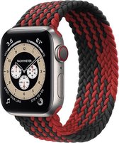 Gevlochten solo band - rood zwart - Geschikt voor Apple Watch