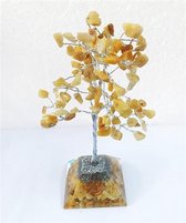 Edelsteenboom met Gouden Kwarts Pyramid Base 100 Edelstenen