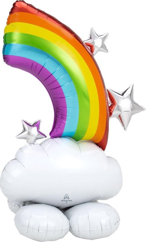 Regenboog Reuzeballon staand | 132cm