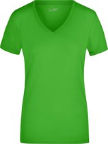 Lime dames stretch t-shirt met V-hals M