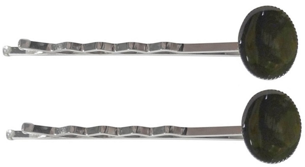 Haarsoires Haarspeld Schuifspeldjes 6cm - Ovale Steen - Zwart - Set van 2 - Haarklem - Haarclip - Haaraccessoires voor Dames & Kinderen - Hair Clip - Decoratieve Haaraccessoire
