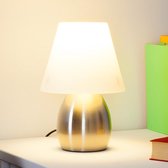 Lindby - LED tafellamp - 1licht - glas, metaal - H: 27.5 cm - E14 - wit, nikkel gesatineerd - Inclusief lichtbron