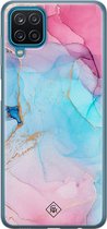 Samsung A12 hoesje siliconen - Marmer blauw roze | Samsung Galaxy A12 case | multi | TPU backcover transparant