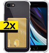 Hoes voor iPhone SE (2020) Hoesje Met Pasjeshouder Card Case Transparant - Hoes voor iPhone SE (2020) Shock Case Pashouder Transparant - 2 Stuks