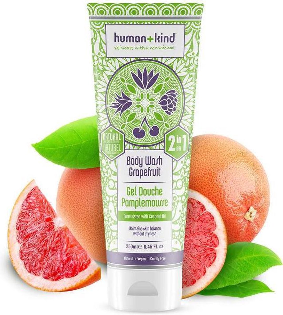 Human + Kind Shampoo Body Wash Grapefruit Vegan All-in-one