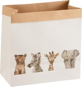 J-Line Papieren Zak Safari Dieren Papier Wit/Mix Small