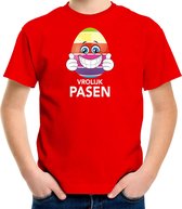 Paasei met duimen omhoog vrolijk Pasen t-shirt / shirt - rood - kinderen - Paas kleding / outfit 134/140