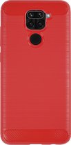 BMAX Carbon soft case hoesje voor Xiaomi Redmi Note 9S / Soft cover / Telefoonhoesje / Beschermhoesje / Telefoonbescherming - Rood