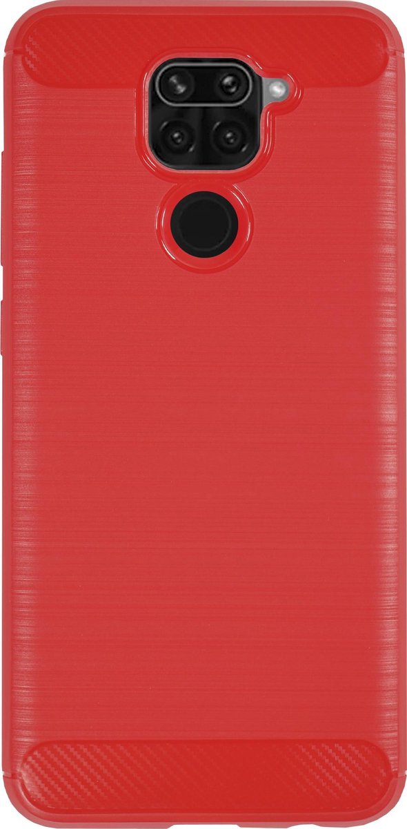 BMAX Carbon soft case hoesje geschikt voor Xiaomi Redmi Note 9S / Soft cover / Telefoonhoesje / Beschermhoesje / Telefoonbescherming - Rood