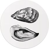 Glasschilderij rond Line art Oesters Ø 30 cm - Reinders