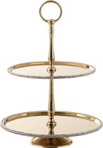 J-Line Plateau 2 Niveaus Juweel Aluminium Goud 33cm Hoog