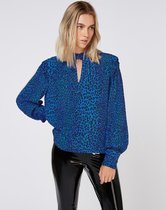 zoe karssen - dames -  saskia leopard blouse -  blauwe luipaard - l