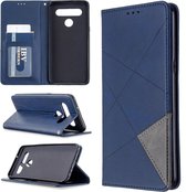 Voor LG K61 Rhombus Texture Horizontale Flip Magnetische Leren Case met Houder & Kaartsleuven & Portemonnee (Blauw)