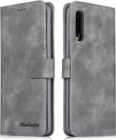 Voor Galaxy A50 Diaobaolee Pure Fresh Texture Horizontaal Flip Leren Case, met Houder & Kaartsleuf & Portemonnee & Fotolijst (Grijs)