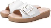 Casual Simple Antislip Slijtvaste Vierkante Gesp Strandpantoffels Sandalen voor Dames (Kleur: Wit Maat: 38)