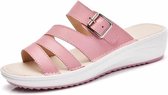 Platte open teen slip mode casual strand sandalen en slippers voor dames (kleur: roze maat: 38)