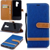 Kleurafstemming Denim Texture Leather Case voor LG G7, met houder & kaartsleuven & portemonnee & lanyard (koningsblauw)
