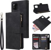 Voor Galaxy Note10 Lite multifunctionele horizontale flip lederen tas, met kaartsleuf en houder en rits portemonnee en fotolijst (zwart)
