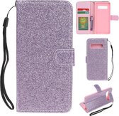 Voor Samsung Galaxy S10 5G Glitterpoeder Horizontaal Flip Leren Case met Kaartsleuven & Houder & Fotolijst & Portemonnee (Paars)