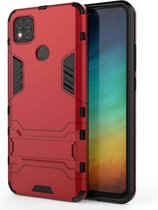 Voor Geschikt voor Xiaomi Redmi 9C PC + TPU schokbestendige beschermhoes met houder (rood)