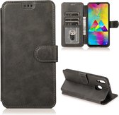 Voor Samsung Galaxy M20 Kalf Textuur Magnetische Gesp Horizontale Flip Leren Case met Houder & Kaartsleuven & Portemonnee & Fotolijst (Zwart)