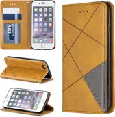 Ruit textuur horizontale flip magnetische lederen tas met houder & kaartsleuven en portemonnee voor iPhone 6 & 6s (geel)