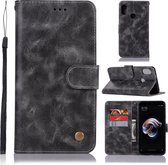 Voor Xiaomi Redmi Note 5 Pro Retro koperen knop Crazy Horse Horizontale flip PU lederen tas met houder & kaartsleuven & portemonnee en lanyard (grijs)