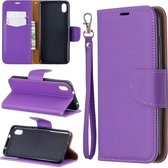 Litchi Texture Pure Color Horizontale Flip PU lederen tas met houder & kaartsleuven & portemonnee & lanyard voor Xiaomi Redmi 7A (paars)